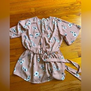 Pink floral shirt